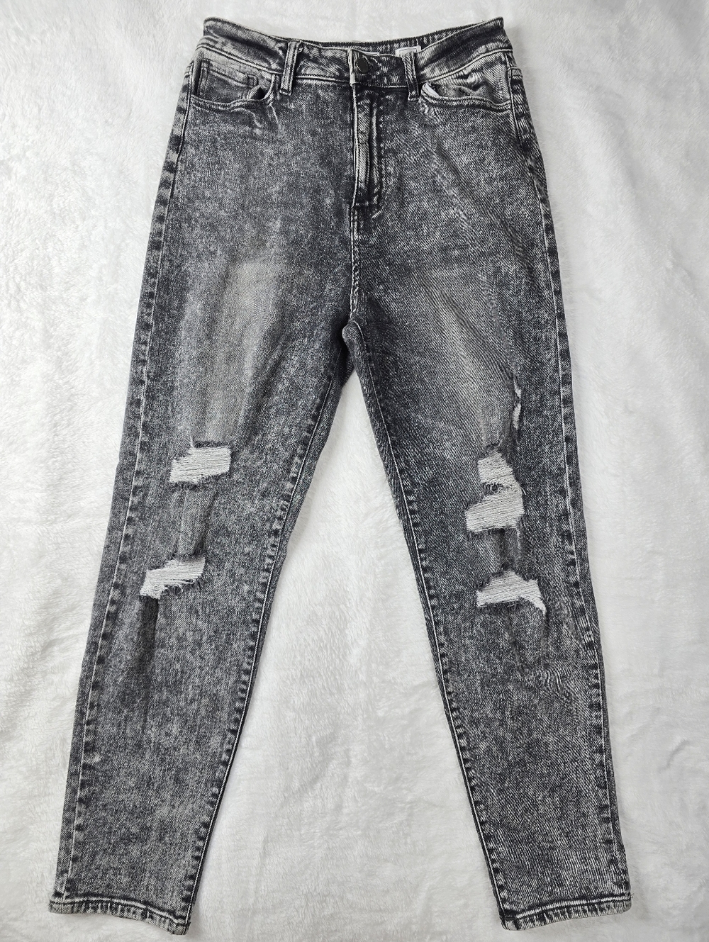 KanCan Signature Baggy Fit Jeans Size 27 Gray Acid Wash Distressed Mom Straight